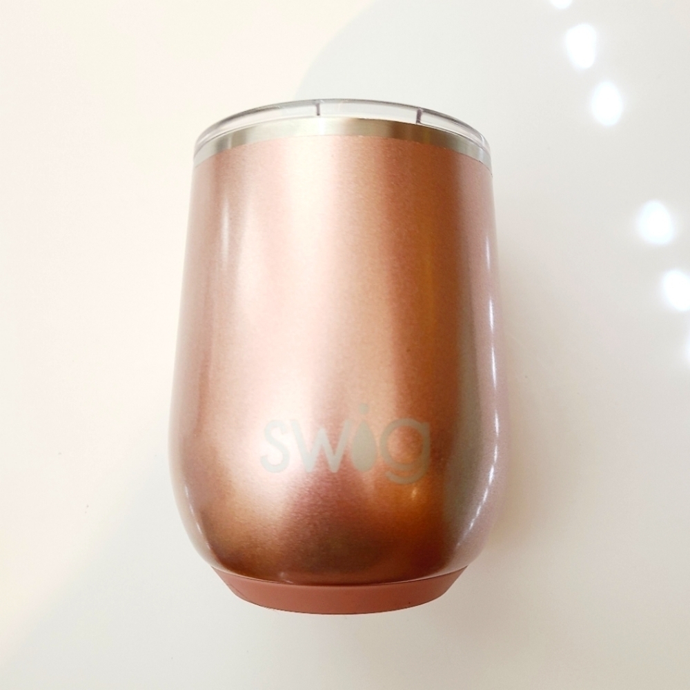 Rose Gold Stemless Insulated Wine Glass - Stainless Steel Cup - Hot Cold